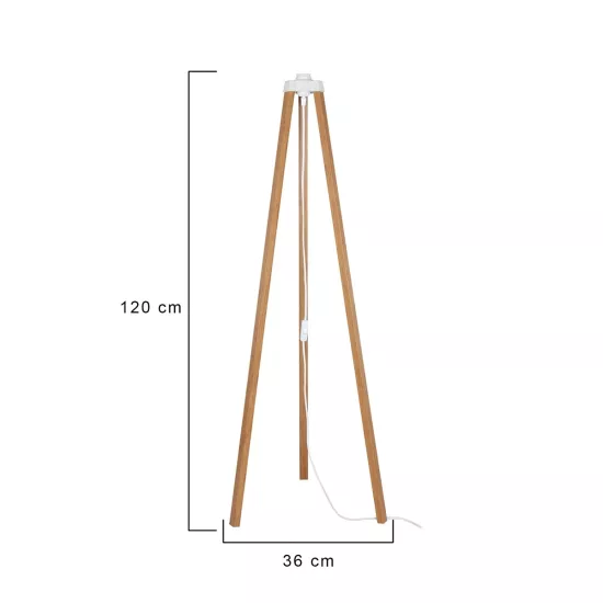 TRIPOD 203-0260 Μοντέρνο Επιδαπέδιο Φωτιστικό Μονόφωτο 1 x E27 IP20 Μπέζ Ξύλο - Μ38 x Π38 x Υ120cm