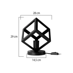 DISE 203-0272 Μοντέρνο Επιτραπέζιο Φωτιστικό Πορτατίφ με Ντουί 1 x E27 AC 220-240V IP20 - Μαύρο - Μ28 x Π28 x Υ29cm