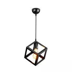 DISE 203-0274 Μοντέρνο Κρεμαστό Φωτιστικό Οροφής με Ντουί 1 x E27 AC 220-240V IP20 - Μαύρο - Μ22 x Π22 x Υ24cm