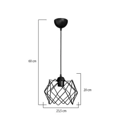 VORTEX 203-0277 Μοντέρνο Κρεμαστό Φωτιστικό Οροφής με Ντουί 1 x E27 AC 220-240V IP20 - Μαύρο - Μ23.5 x Π23.5 x Υ20cm