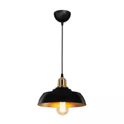 LOAN 203-0279 Μοντέρνο Κρεμαστό Φωτιστικό Οροφής με Ντουί 1 x E27 AC 220-240V IP20 - Μαύρο & Χρυσό  - Μ25.5 x Π25.5 x Υ17cm