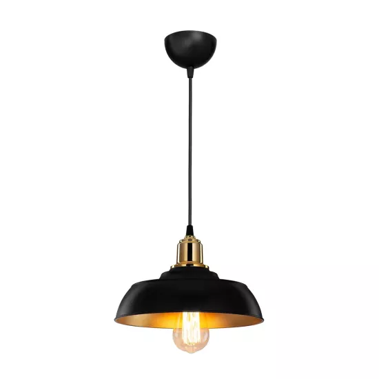 LOAN 203-0279 Μοντέρνο Κρεμαστό Φωτιστικό Οροφής με Ντουί 1 x E27 AC 220-240V IP20 - Μαύρο & Χρυσό  - Μ25.5 x Π25.5 x Υ17cm