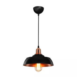 LOAN 203-0280 Μοντέρνο Κρεμαστό Φωτιστικό Οροφής με Ντουί 1 x E27 AC 220-240V IP20 - Μαύρο & Μπρονζέ  - Μ25.5 x Π25.5 x Υ17cm