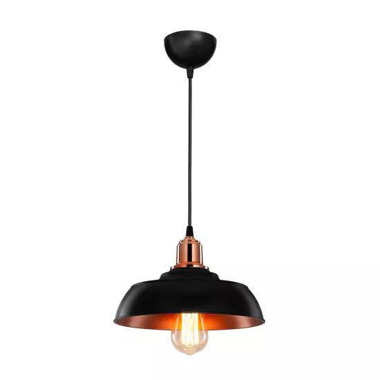 LOAN 203-0280 Μοντέρνο Κρεμαστό Φωτιστικό Οροφής με Ντουί 1 x E27 AC 220-240V IP20 - Μαύρο & Μπρονζέ  - Μ25.5 x Π25.5 x Υ17cm