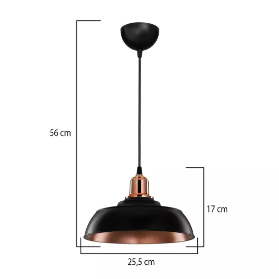 LOAN 203-0280 Μοντέρνο Κρεμαστό Φωτιστικό Οροφής με Ντουί 1 x E27 AC 220-240V IP20 - Μαύρο & Μπρονζέ  - Μ25.5 x Π25.5 x Υ17cm