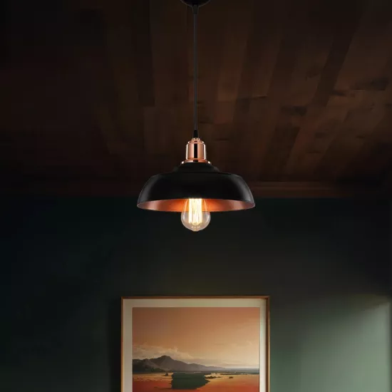 LOAN 203-0280 Μοντέρνο Κρεμαστό Φωτιστικό Οροφής με Ντουί 1 x E27 AC 220-240V IP20 - Μαύρο & Μπρονζέ  - Μ25.5 x Π25.5 x Υ17cm