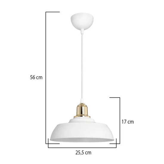 LOAN 203-0281 Μοντέρνο Κρεμαστό Φωτιστικό Οροφής με Ντουί 1 x E27 AC 220-240V IP20 - Λευκό & Χρυσό  -Μ25.5 x Π25.5 x Υ17cm