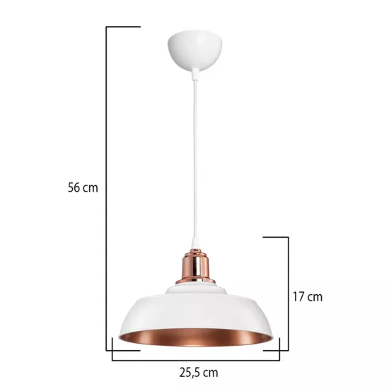 LOAN 203-0282 Μοντέρνο Κρεμαστό Φωτιστικό Οροφής με Ντουί 1 x E27 AC 220-240V IP20 - Λευκό & Μπρονζέ  - Μ25.5 x Π25.5 x Υ17cm