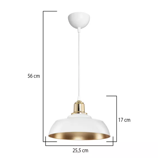 LOAN 203-0283 Μοντέρνο Κρεμαστό Φωτιστικό Οροφής με Ντουί 1 x E27 AC 220-240V IP20 - Λευκό & Χρυσό  - Μ25.5 x Π25.5 x Υ17cm