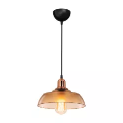 LOAN 203-0285 Μοντέρνο Κρεμαστό Φωτιστικό Οροφής με Ντουί 1 x E27 AC 220-240V IP20 - Καφέ & Μπρονζέ - Μ25.5 x Π25.5 x Υ17cm