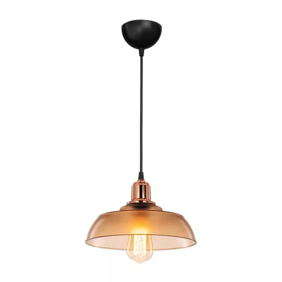 LOAN 203-0285 Μοντέρνο Κρεμαστό Φωτιστικό Οροφής με Ντουί 1 x E27 AC 220-240V IP20 - Καφέ & Μπρονζέ - Μ25.5 x Π25.5 x Υ17cm