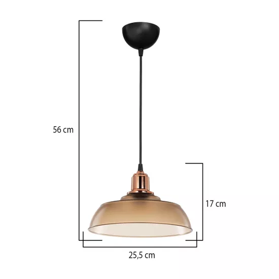 LOAN 203-0285 Μοντέρνο Κρεμαστό Φωτιστικό Οροφής με Ντουί 1 x E27 AC 220-240V IP20 - Καφέ & Μπρονζέ - Μ25.5 x Π25.5 x Υ17cm