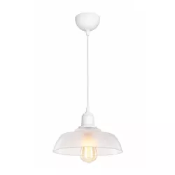 LOAN 203-0286 Μοντέρνο Κρεμαστό Φωτιστικό Οροφής με Ντουί 1 x E27 AC 220-240V IP20 - Λευκό Δίαφανο - Μ25.5 x Π25.5 x Υ17cm