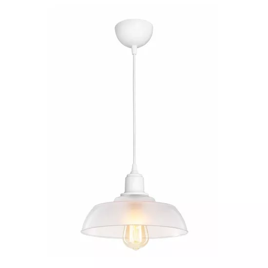 LOAN 203-0286 Μοντέρνο Κρεμαστό Φωτιστικό Οροφής με Ντουί 1 x E27 AC 220-240V IP20 - Λευκό Δίαφανο - Μ25.5 x Π25.5 x Υ17cm