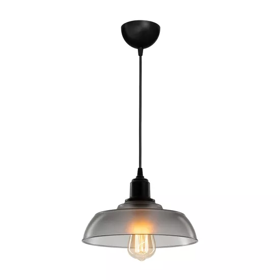 LOAN 203-0287 Μοντέρνο Κρεμαστό Φωτιστικό Οροφής με Ντουί 1 x E27 AC 220-240V IP20 - Γκρι Δίαφανο - Μ25.5 x Π25.5 x Υ17cm