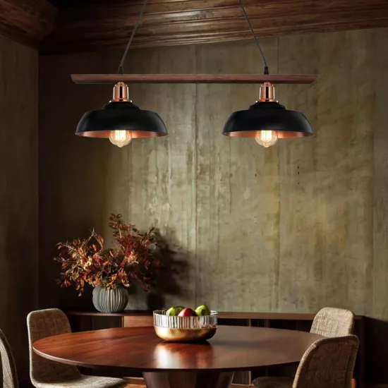 LOAN 203-0290 Μοντέρνο Κρεμαστό Φωτιστικό Οροφής με Ντουί 2 x E27 AC 220-240V IP20 - Μαύρο & Μπρονζέ - Μ70 x Π25.5 x Υ19cm