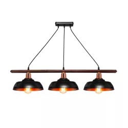 LOAN 203-0291 Μοντέρνο Κρεμαστό Φωτιστικό Οροφής με Ντουί 3 x E27 AC 220-240V IP20 - Μαύρο & Μπρονζέ - Μ89 x Π25.5 x Υ19cm