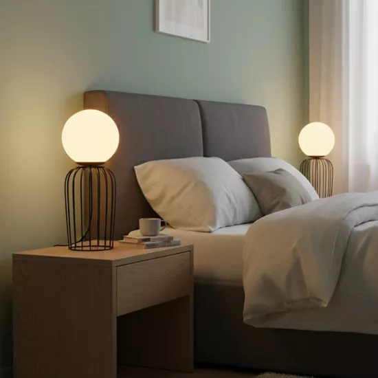 KAZAF 203-0295 Μοντέρνο Επιτραπέζιο Φωτιστικό Πορτατίφ με Ντουί 1 x E27 AC 220-240V IP20 - Μαύρο & Λευκό - Μ16 x Π16 x Υ40cm