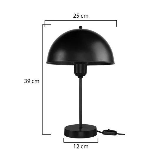 GAZETA 203-0296 Μοντέρνο Επιτραπέζιο Φωτιστικό Πορτατίφ με Ντουί 1 x E27 AC 220-240V IP20 - Μαύρο - Μ25 x Π25 x Υ39cm