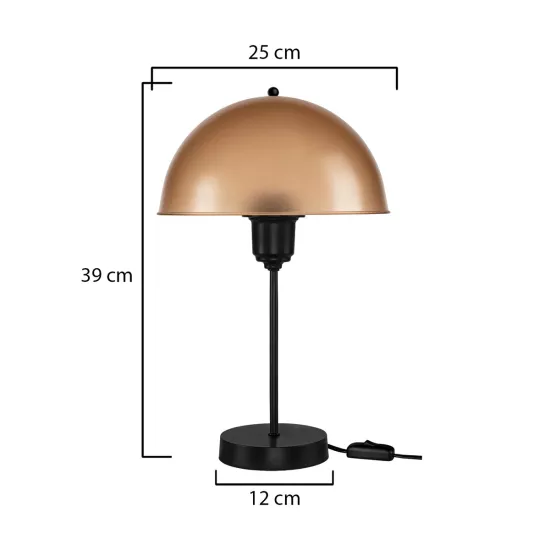 GAZETA 203-0297 Μοντέρνο Επιτραπέζιο Φωτιστικό Πορτατίφ με Ντουί 1 x E27 AC 220-240V IP20 - Μαύρο & Καφέ - Μ25 x Π25 x Υ39cm