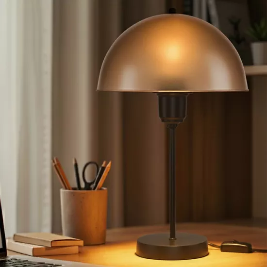 GAZETA 203-0297 Μοντέρνο Επιτραπέζιο Φωτιστικό Πορτατίφ με Ντουί 1 x E27 AC 220-240V IP20 - Μαύρο & Καφέ - Μ25 x Π25 x Υ39cm