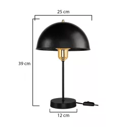 GAZETA 203-0298 Μοντέρνο Επιτραπέζιο Φωτιστικό Πορτατίφ με Ντουί 1 x E27 AC 220-240V IP20 - Μαύρο & Χρυσό - Μ25 x Π25 x Υ39cm