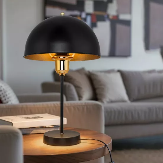 GAZETA 203-0299 Μοντέρνο Επιτραπέζιο Φωτιστικό Πορτατίφ με Ντουί 1 x E27 AC 220-240V IP20 - Μαύρο & Μπρονζέ - Μ25 x Π25 x Υ39cm