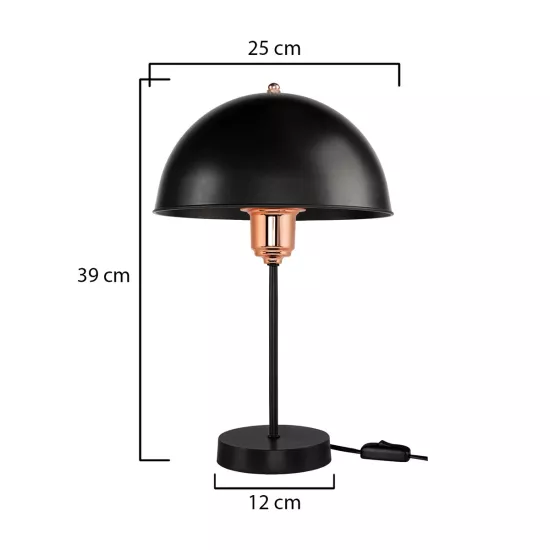 GAZETA 203-0300 Μοντέρνο Επιτραπέζιο Φωτιστικό Πορτατίφ με Ντουί 1 x E27 AC 220-240V IP20 - Μαύρο & Μπρονζέ - Μ25 x Π25 x Υ39cm
