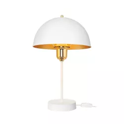 GAZETA 203-0302 Μοντέρνο Επιτραπέζιο Φωτιστικό Πορτατίφ με Ντουί 1 x E27 AC 220-240V IP20 - Λευκό & Χρυσό  - Μ25 x Π25 x Υ39cm