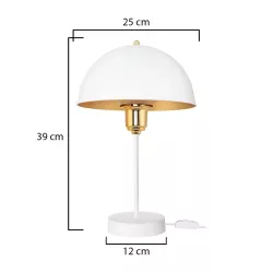 GAZETA 203-0302 Μοντέρνο Επιτραπέζιο Φωτιστικό Πορτατίφ με Ντουί 1 x E27 AC 220-240V IP20 - Λευκό & Χρυσό  - Μ25 x Π25 x Υ39cm