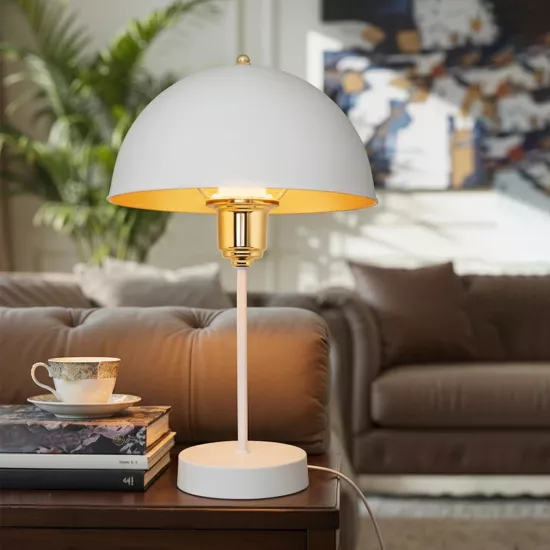 GAZETA 203-0302 Μοντέρνο Επιτραπέζιο Φωτιστικό Πορτατίφ με Ντουί 1 x E27 AC 220-240V IP20 - Λευκό & Χρυσό  - Μ25 x Π25 x Υ39cm