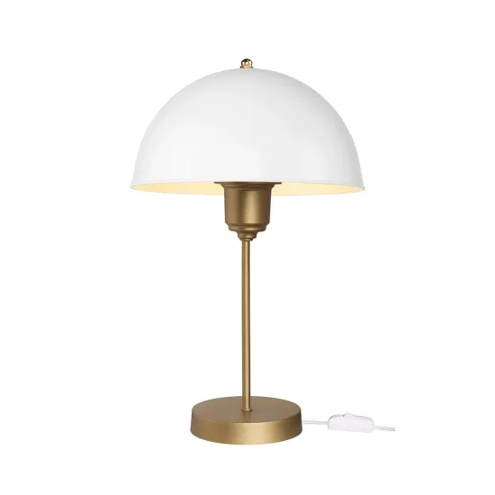 GAZETA 203-0303 Μοντέρνο Επιτραπέζιο Φωτιστικό Πορτατίφ με Ντουί 1 x E27 AC 220-240V IP20 - Λευκό & Μπρονζέ  - Μ25 x Π25 x Υ39cm