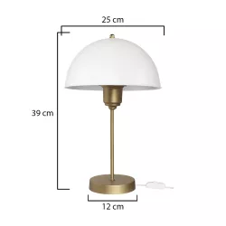 GAZETA 203-0303 Μοντέρνο Επιτραπέζιο Φωτιστικό Πορτατίφ με Ντουί 1 x E27 AC 220-240V IP20 - Λευκό & Μπρονζέ  - Μ25 x Π25 x Υ39cm
