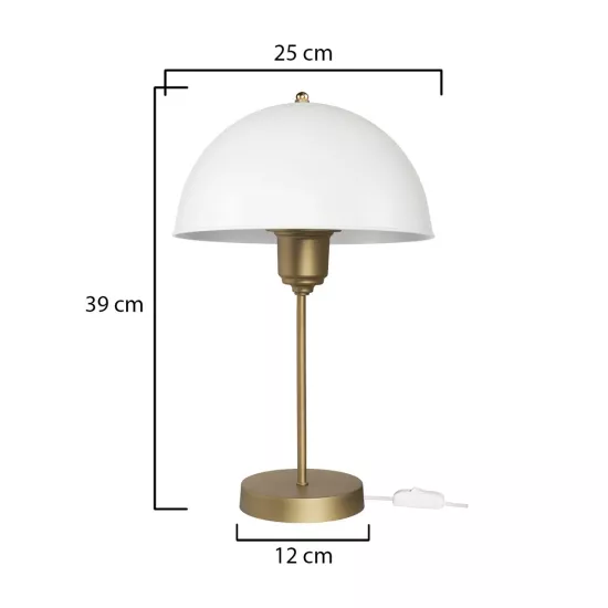 GAZETA 203-0303 Μοντέρνο Επιτραπέζιο Φωτιστικό Πορτατίφ με Ντουί 1 x E27 AC 220-240V IP20 - Λευκό & Μπρονζέ  - Μ25 x Π25 x Υ39cm