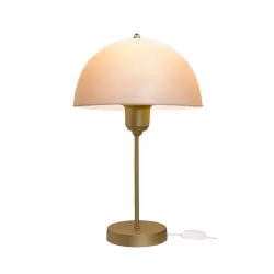 GAZETA 203-0304 Μοντέρνο Επιτραπέζιο Φωτιστικό Πορτατίφ με Ντουί 1 x E27 AC 220-240V IP20 - Λευκό Δίαφανο & Μπρονζέ  - Μ25 x Π25 x Υ39cm