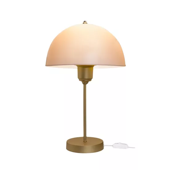 GAZETA 203-0304 Μοντέρνο Επιτραπέζιο Φωτιστικό Πορτατίφ με Ντουί 1 x E27 AC 220-240V IP20 - Λευκό Δίαφανο & Μπρονζέ  - Μ25 x Π25 x Υ39cm