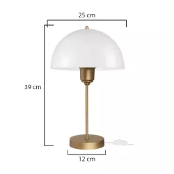 GAZETA 203-0304 Μοντέρνο Επιτραπέζιο Φωτιστικό Πορτατίφ με Ντουί 1 x E27 AC 220-240V IP20 - Λευκό Δίαφανο & Μπρονζέ  - Μ25 x Π25 x Υ39cm