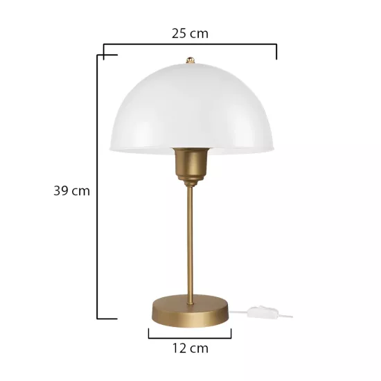 GAZETA 203-0304 Μοντέρνο Επιτραπέζιο Φωτιστικό Πορτατίφ με Ντουί 1 x E27 AC 220-240V IP20 - Λευκό Δίαφανο & Μπρονζέ  - Μ25 x Π25 x Υ39cm