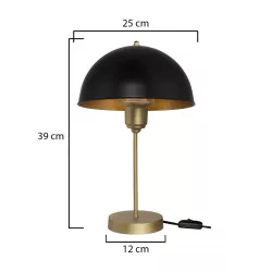 GAZETA 203-0305 Μοντέρνο Επιτραπέζιο Φωτιστικό Πορτατίφ με Ντουί 1 x E27 AC 220-240V IP20 - Μαύρο & Χρυσό - Μ25 x Π25 x Υ39cm