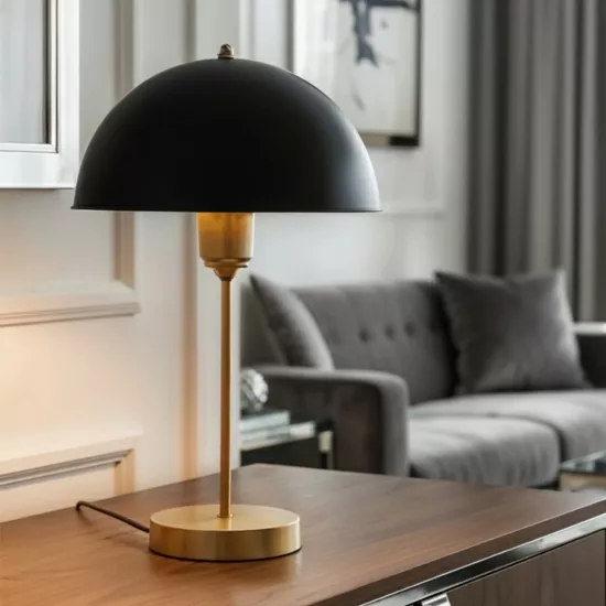 GAZETA 203-0305 Μοντέρνο Επιτραπέζιο Φωτιστικό Πορτατίφ με Ντουί 1 x E27 AC 220-240V IP20 - Μαύρο & Χρυσό - Μ25 x Π25 x Υ39cm