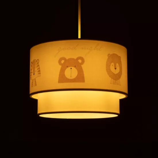 BEAR 204-0003 Παιδικό Κρεμαστό Φωτιστικό Φιγούρα Μονόφωτο 1 x E27 IP20 Λευκό Ύφασμα - Μ30 x Π30 x Υ70cm