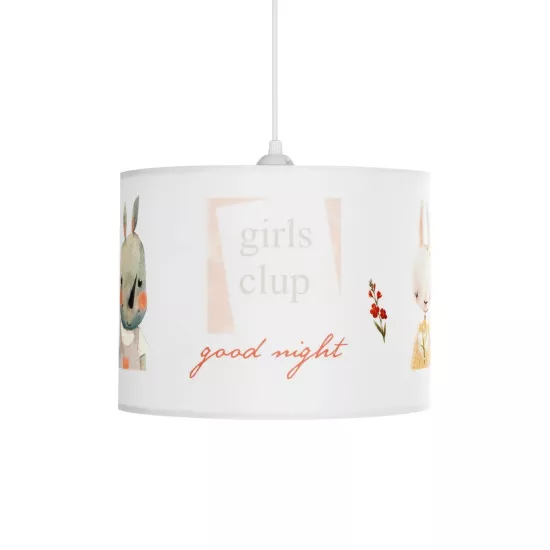 GIRLSCLUB 204-0010 Παιδικό Κρεμαστό Φωτιστικό Φιγούρα Μονόφωτο 1 x E27 IP20 Λευκό Ύφασμα - Μ28 x Π28 x Υ70cm