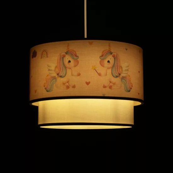 PONY 204-0016 Παιδικό Κρεμαστό Φωτιστικό Οροφής με Ντουί 1 x E27 AC 220-240V IP20 - Ροζ - Μ30 x Π30 x Υ24cm