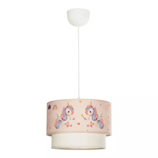 PONY 204-0016 Παιδικό Κρεμαστό Φωτιστικό Οροφής με Ντουί 1 x E27 AC 220-240V IP20 - Ροζ - Μ30 x Π30 x Υ24cm