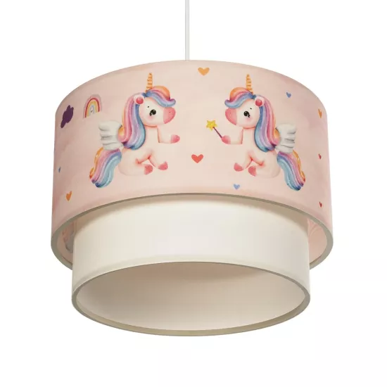PONY 204-0016 Παιδικό Κρεμαστό Φωτιστικό Οροφής με Ντουί 1 x E27 AC 220-240V IP20 - Ροζ - Μ30 x Π30 x Υ24cm