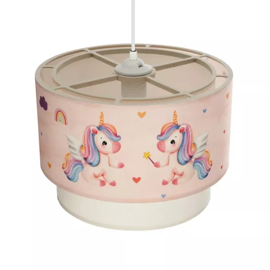 PONY 204-0016 Παιδικό Κρεμαστό Φωτιστικό Οροφής με Ντουί 1 x E27 AC 220-240V IP20 - Ροζ - Μ30 x Π30 x Υ24cm