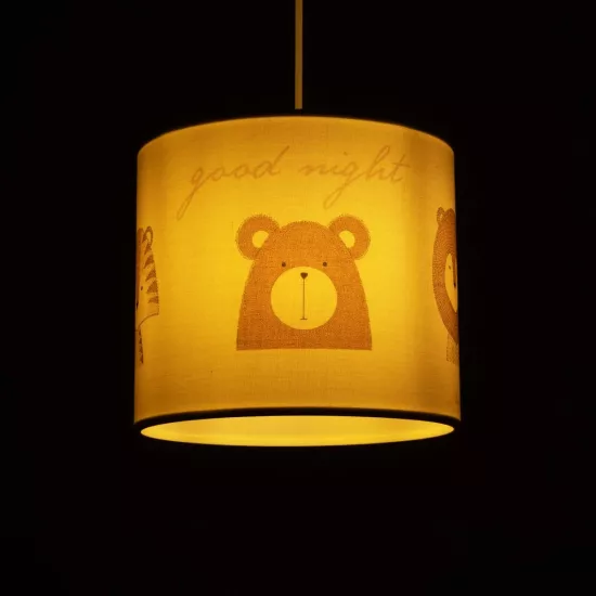 BEAR 204-0021 Παιδικό Κρεμαστό Φωτιστικό Φιγούρα Μονόφωτο 1 x E27 IP20 Λευκό Ύφασμα - Μ24 x Π24 x Υ70cm