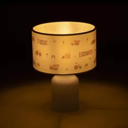 EXCAVATOR 204-0027 Παιδικό Eπιτραπέζιο Φωτιστικό Πορτατίφ Μονόφωτο 1 x E27 IP20 Πολύχρωμο Ύφασμα με Λευκό Πλαστικό - Μ24 x Π24 x Υ32cm