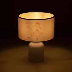 BALLERINA 204-0029 Παιδικό Eπιτραπέζιο Φωτιστικό Πορτατίφ Μονόφωτο 1 x E27 IP20 Πολύχρωμο Ύφασμα με Λευκό Πλαστικό - Μ24 x Π24 x Υ32cm