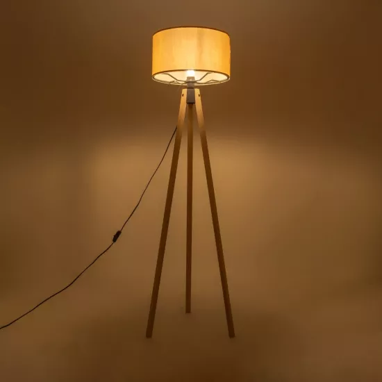 SAGA 204-0043 Μοντέρνο Επιδαπέδιο Φωτιστικό με Ντουί 1 x E27 AC 220-240V IP20 - Μπεζ - Μ38 x Π38 x Υ140cm